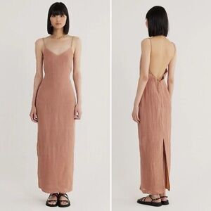 NWT Revolve Rumer The Label Maple Linen Mia Lace Back Maxi Dress Size XS